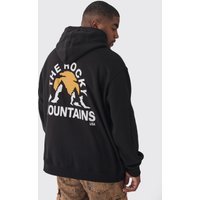 Plus Oversize Hoodie mit Mountains-Print - Schwarz - 4XL, Schwarz von boohooman