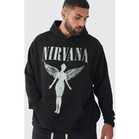 Plus Oversize Hoodie mit Nirvana-Print und Tour Date Print - Schwarz - XXXXL, Schwarz von boohooman