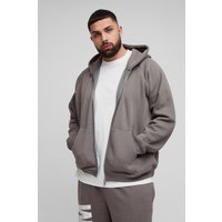 Plus Oversize Hoodie mit Raglan Print und Satin-Applikation - Grau - XXXXL, Grau von boohooman