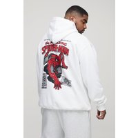 Plus Oversize Hoodie mit lizenziertem Spiderman-Print - Weiß - 4XL, Weiß von boohooman