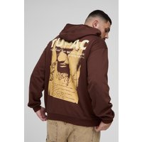 Plus Oversize Hoodie mit lizenziertem Tupac-Print - Braun - 2XL, Braun von boohooman