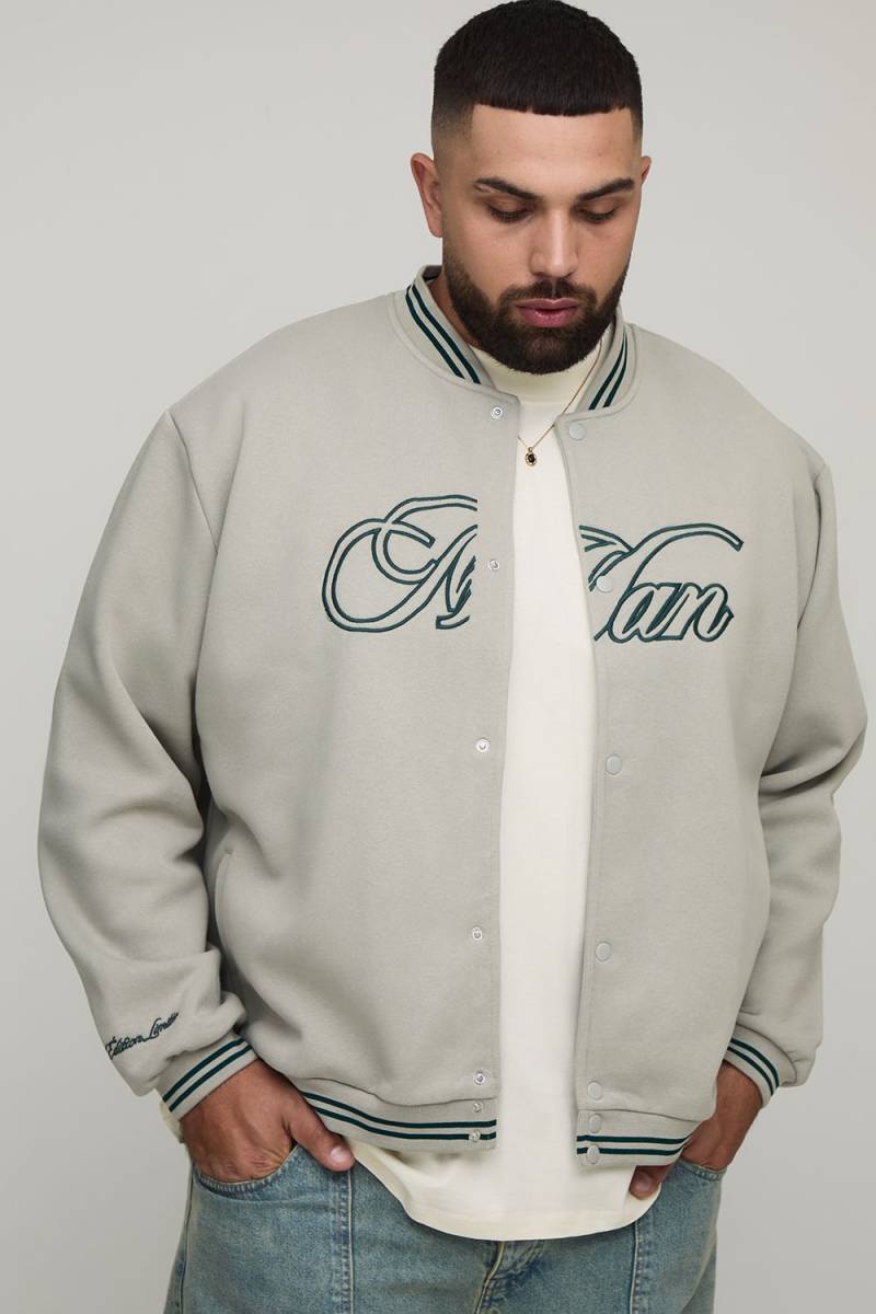 Plus Oversize Jersey Man Jacke - Grau - 5XL, Grau von boohooman