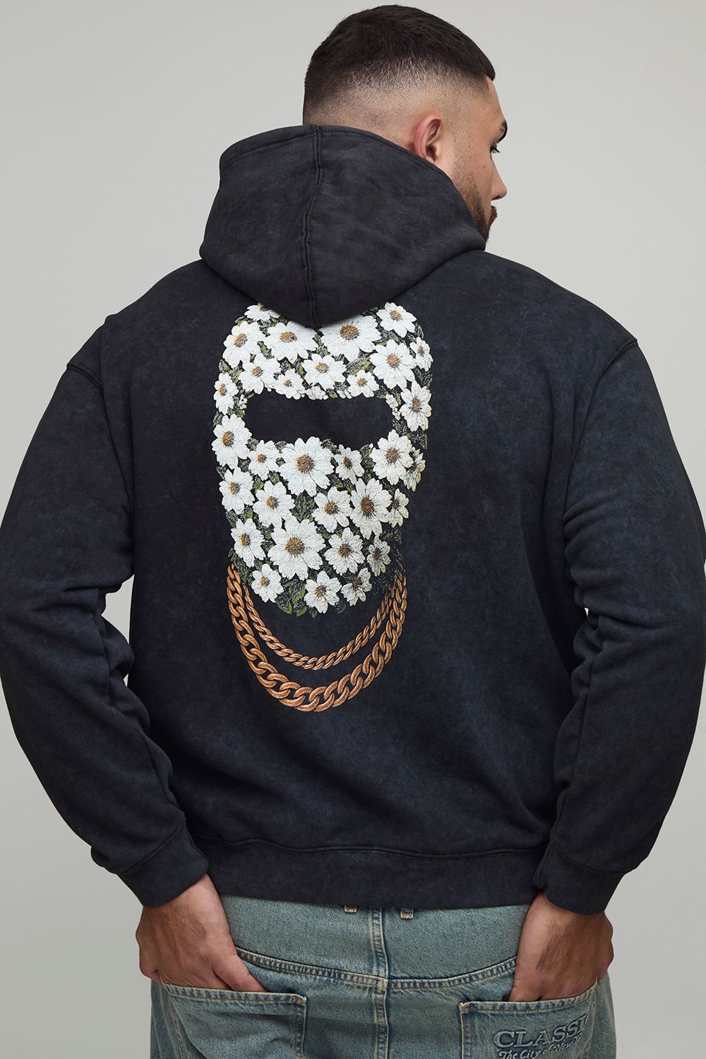 Plus Oversize Man Hoodie mit Acid-Waschung von boohooman