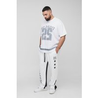 Plus Oversize Mesh T-Shirt & Slim-Fit Jersey-Jogginghose - Grau - 4XL, Grau Plus Oversize Mesh T-Shirt & Slim-Fit Jersey-Jogginghose - Grau - 4XL, Grau von boohooman