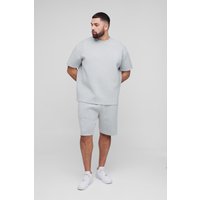 Plus Oversize Scuba T-Shirt & Shorts - Grau - XXXXL, Grau von boohooman