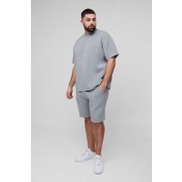Plus Oversize Scuba T-Shirt & Shorts - Grau - XXXXXL, Grau Plus Oversize Scuba T-Shirt & Shorts - Grau - XXXXXL, Grau von boohooman