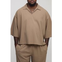 Plus Oversize Scuba Twill-Hemd mit V-Ausschnitt von boohooman