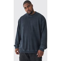 Plus Oversize Sweatshirt mit Acid-Waschung - Schwarz - 3XL, Schwarz von boohooman