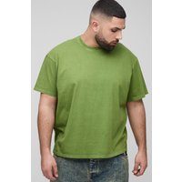 Plus Oversize T-Shirt mit Acid-Waschung - Khaki - 4XL, Khaki von boohooman