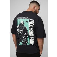 Plus Oversize T-Shirt mit Batman Acid-Waschung von boohooman