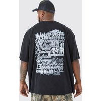 Plus Oversize T-Shirt mit Gothic Man Print - Schwarz - XXXXL, Schwarz von boohooman