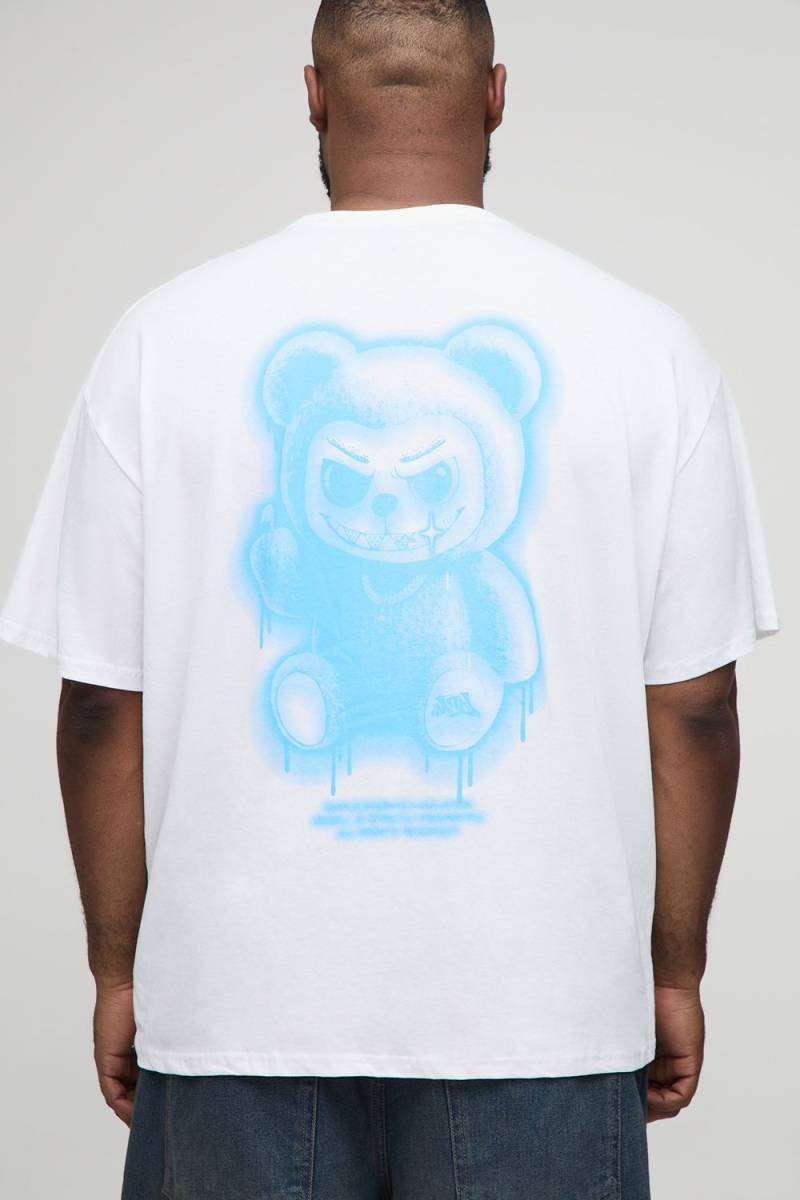 Plus Oversize T-Shirt mit Graffiti Man Evil Teddy Print von boohooman