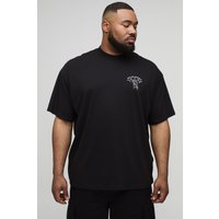 Plus Oversize T-Shirt mit Homme-Stickerei von boohooman