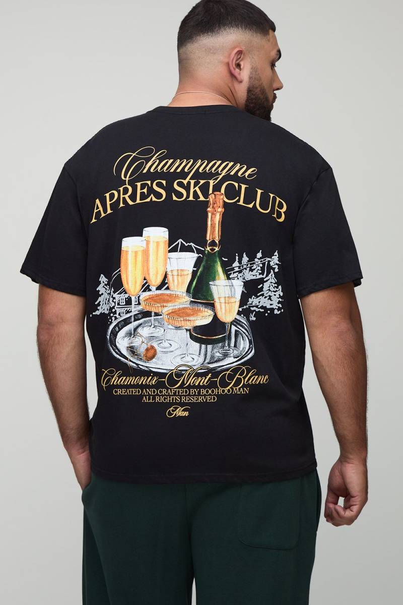 Plus Oversize T-Shirt mit Man-Schriftzug und Apres Ski Print von boohooman