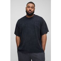 Plus Oversize T-Shirt mit Taschen - Schwarz - 5XL, Schwarz von boohooman