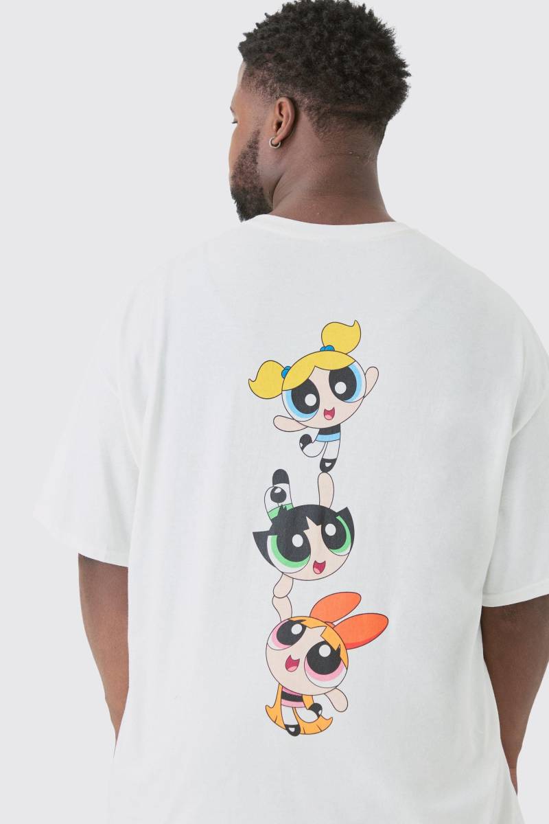 Plus Oversize T-Shirt mit lizenziertem Powerpuff Girls Print - Weiß - 5XL, Weiß von boohooman