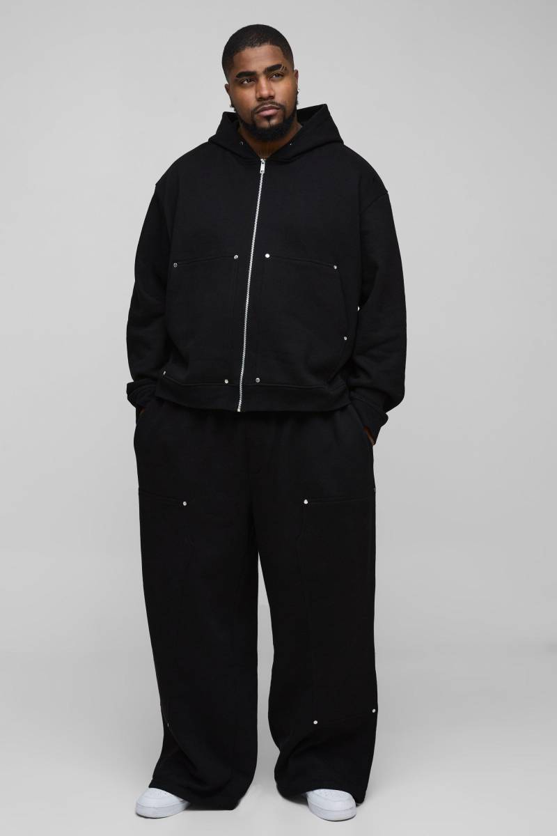Plus Oversize Trainingsanzug mit weitem Bein - Schwarz - XXXXL, Schwarz von boohooman