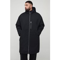 Plus Oversize gepolsterter Regenmantel in Schwarz - 4XL, Schwarz von boohooman