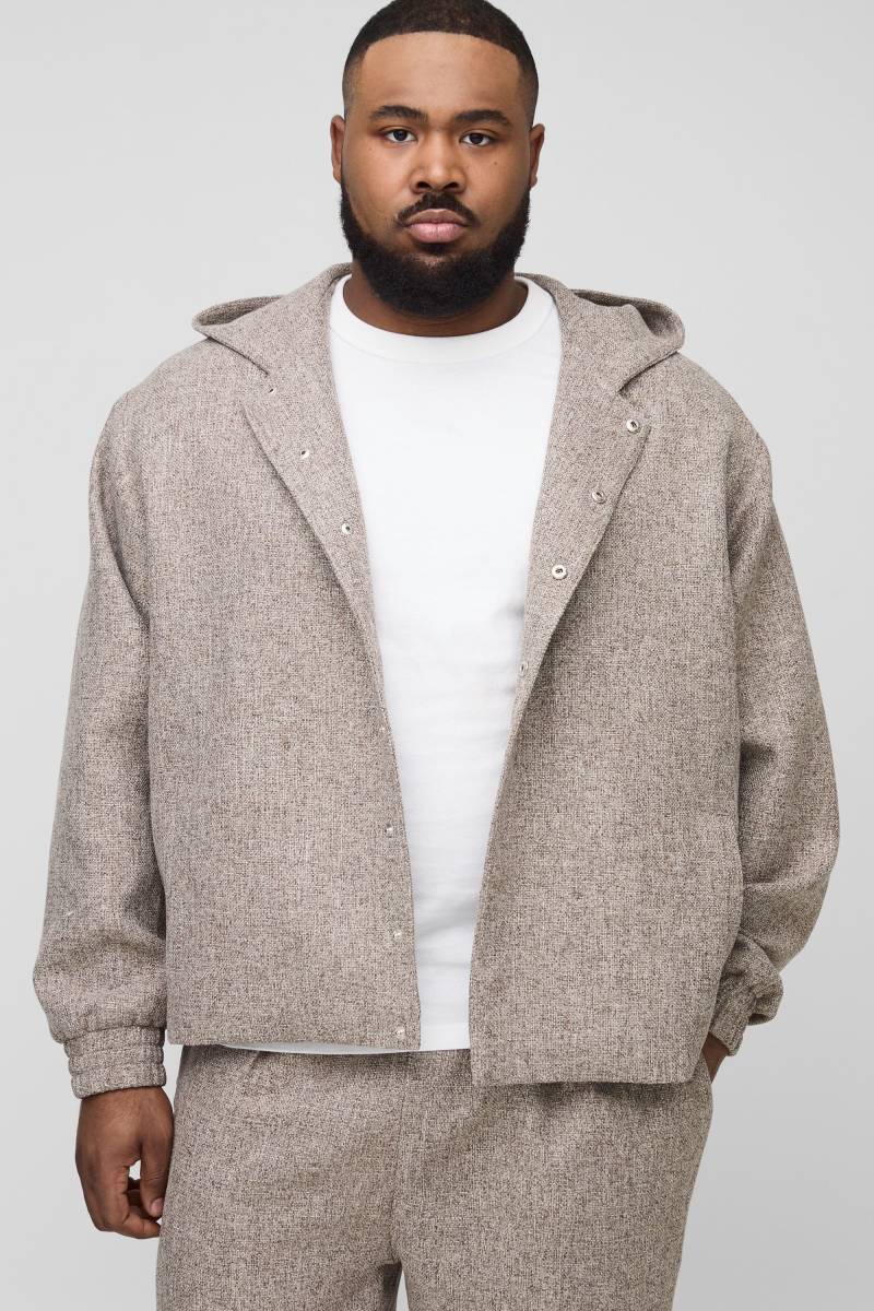 Plus Bouclee-Jacke mit Kapuze - Taupe - 3XL, Taupe von boohooman