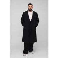 Plus kastiger zweireihiger kragenloser Oversize Mantel - Schwarz - 5XL, Schwarz von boohooman