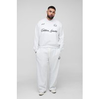 Plus kastiger Oversize Edition Sweatshirt-Trainingsanzug mit Kragen - Grau - 4XL, Grau von boohooman