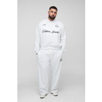 Plus kastiger Oversize Edition Sweatshirt-Trainingsanzug mit Kragen - Grau - 5XL, Grau von boohooman
