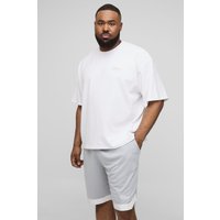 Plus kastiges Oversize T-Shirt mit Basketball-Stickerei & Shorts - Grau - 2XL, Grau Plus kastiges Oversize T-Shirt mit Basketball-Stickerei & Shorts - Grau - 2XL, Grau von boohooman