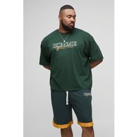 Plus Oversized Boxy Homme Landscape Print T-Shirt & Basket Ball Short Set - Grün - 3XL, Grün Plus Oversized Boxy Homme Landscape Print T-Shirt & Basket Ball Short Set - Grün - 3XL, Grün von boohooman