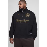 Plus kastiges Oversize Homme Sweatshirt mit Reißverschluss - Schwarz - 3XL, Schwarz von boohooman
