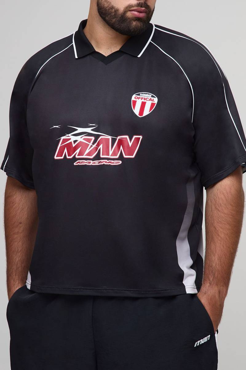 Plus kastiges Oversize Man Sweatshirt - Schwarz - 3XL, Schwarz von boohooman