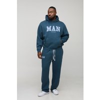 Plus Oversized Boxy Man Print Hoodie & Baggy Fit Jogger Tracksuit von boohooman