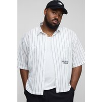 Plus gestreiftes Hemd mit Monte Carlo Stickerei - Weiß - 3XL, Weiß Plus gestreiftes Hemd mit Monte Carlo Stickerei - Weiß - 3XL, Weiß von boohooman