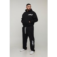Plus kastiger Oversize Official Hoodie & lockere Jogginghose - Schwarz - 2XL, Schwarz von boohooman