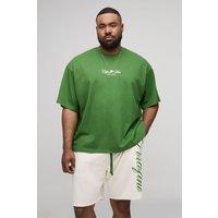 Plus kastiges Oversize Official Man T-Shirt & lockere Shorts - Grün - 4XL, Grün von boohooman