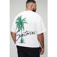 Plus Oversized Boxy Santorini Print T-Shirt - Weiß - 2XL, Weiß von boohooman