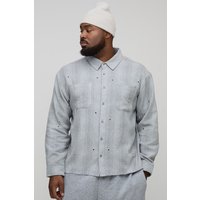 Plus Oversized Distressed Hardware Detail check Check Shirt - Grau - 4XL, Grau von boohooman