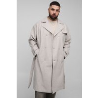 Plus zweireihiger Oversize Trench-Mantel - Grau - 3XL, Grau von boohooman