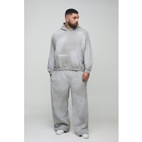 Plus bestickter Oversize Boxershorts mit Spray-Waschung - Grau - XXXL, Grau Plus bestickter Oversize Boxershorts mit Spray-Waschung - Grau - XXXL, Grau von boohooman