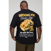 Plus Oversized Extended Neck Brooklyn Print T-Shirt - Schwarz - 5XL, Schwarz von boohooman