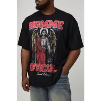 Plus Oversized Extended Neck Homme Gothic Renaissance Print T-Shirt - Schwarz - 2XL, Schwarz von boohooman