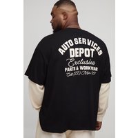 Plus langärmliges Oversize T-Shirt in Waffeloptik - Schwarz - 4XL, Schwarz von boohooman