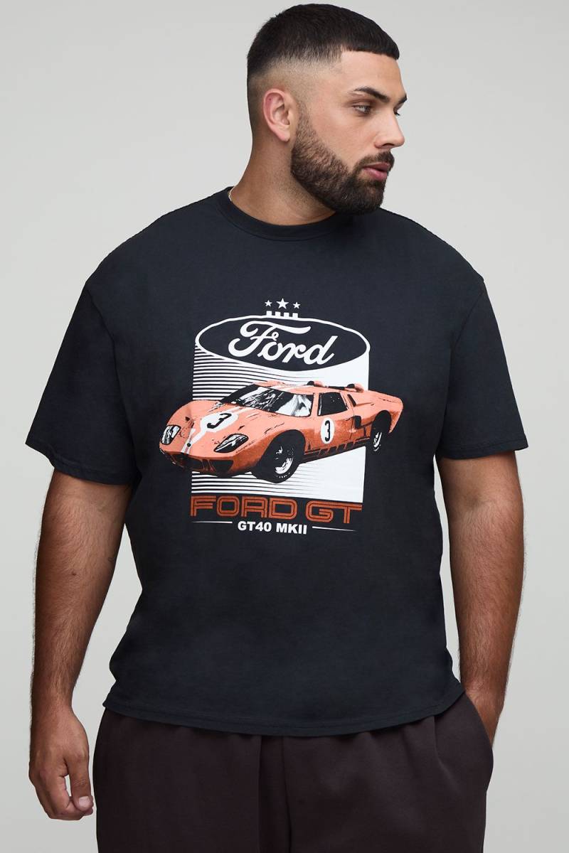 Plus Oversize T-Shirt mit lizenziertem Ford Gt Print - Schwarz - 2XL, Schwarz von boohooman