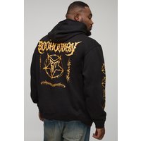 Plus Oversized Gothic Man Print Hoodie - Schwarz - 5XL, Schwarz von boohooman