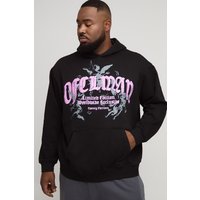 Plus Oversize Hoodie mit Gothic Renaissance Print - Schwarz - 2XL, Schwarz von boohooman