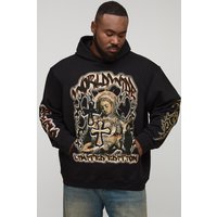 Plus Oversized Gothic Renaissance Print Hoodie - Schwarz - 5XL, Schwarz von boohooman