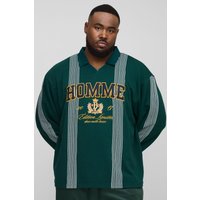 Plus Oversize Homme Rugby-Poloshirt mit Applikation - Grün - 3XL, Grün von boohooman