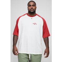Plus Oversize Colorblock Raglan T-Shirt mit Homme-Stickerei - Ecru - 3XL, Ecru Plus Oversize Colorblock Raglan T-Shirt mit Homme-Stickerei - Ecru - 3XL, Ecru von boohooman