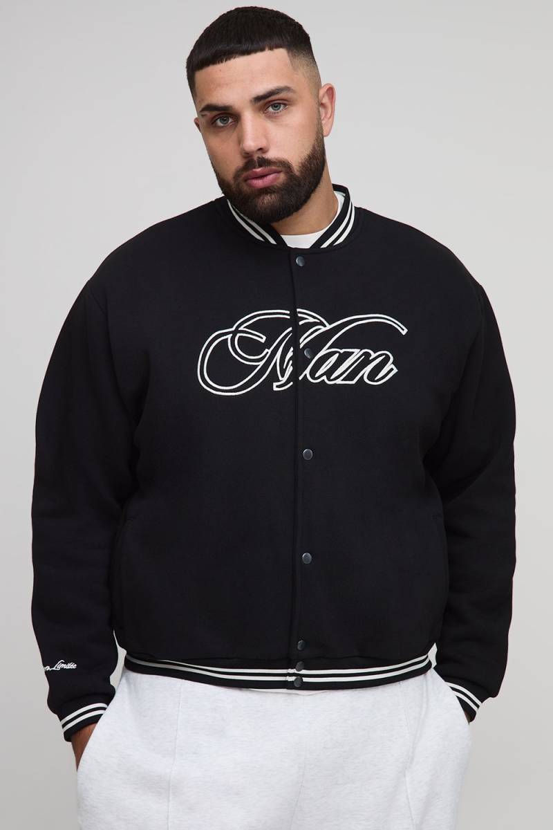 Plus Oversize Jersey Man Jacke - Schwarz - 2XL, Schwarz von boohooman