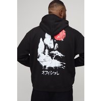 Plus Oversized Landscape Rising Sun Print Hoodie von boohooman
