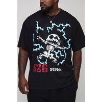 Plus Oversize T-Shirt mit lizenziertem Lilo & Stitch Print - Schwarz - 4XL, Schwarz von boohooman